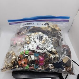 5 LB Bulk Jewelry Lot Scrap Craft Wearable Repurpose Upcycle Beads Chains DIY